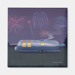 Travel Trailer Silver RV & Night Sky Magnet