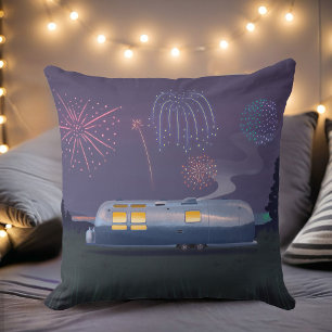 Travel Trailer Silver RV & Night Sky Square Cushion