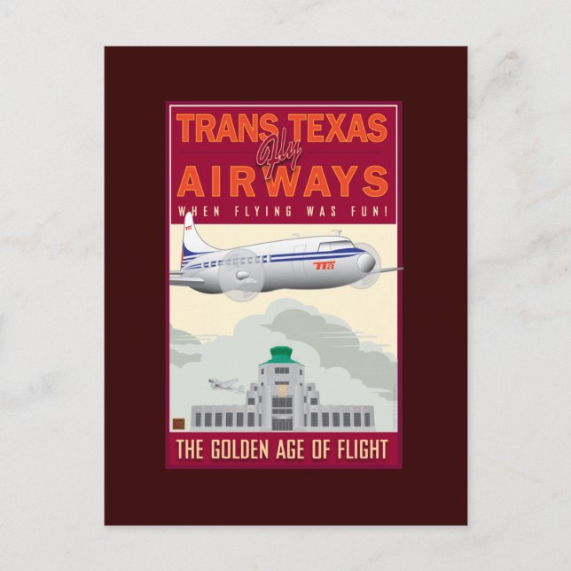 TRAVEL-Trans Texas Airways- Postcard (Front)