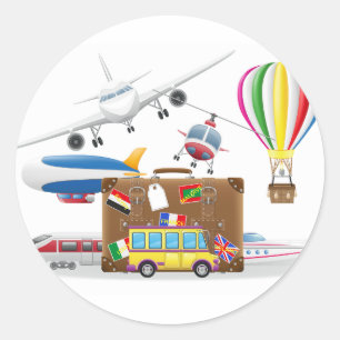 Travel Transport Symbols Classic Round Sticker