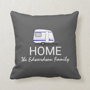 Travel vacation caravan Home Family monogram Cushion