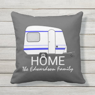 Travel vacation caravan Home Family monogram Outdoor Cushion
