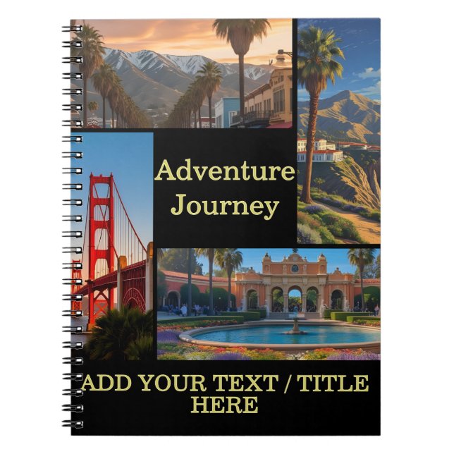 Travel vacation Photo Collage – Adventure Journey Notebook (Front)