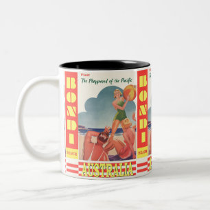 Travel Vintage Australia Bondi Beach Two-Tone Coffee Mug