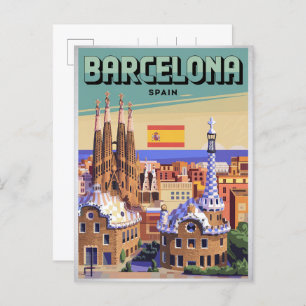Travel vintage barcelona sagrada familia gifts postcard