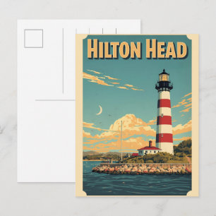 Travel vintage Hilton Head Island lighthouse gifts Postcard