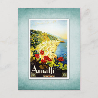 Travel Vintage Poster Amalfi Italy Postcard