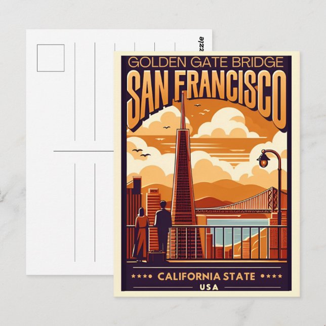 Travel Vintage San Francisco, CA couple gifts Postcard (Front/Back)