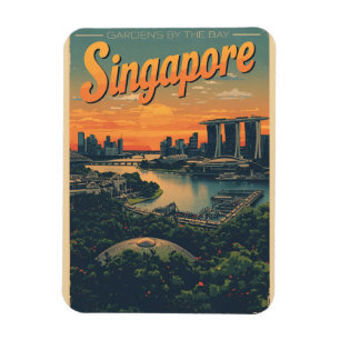 Travel Vintage singapore marina bay sands gifts Magnet