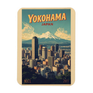 Travel vintage yokohama city japan Chinatown gifts Magnet