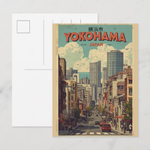 Travel vintage yokohama city japan Chinatown gifts Postcard