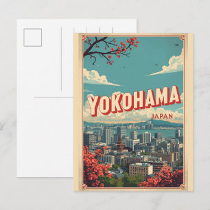 Travel vintage yokohama city japan Chinatown gifts Postcard