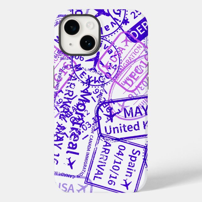 Travel Visa Rubber Stamps Case-Mate iPhone Case (Back)