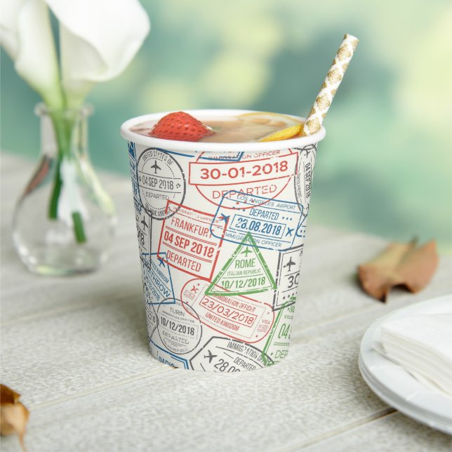 Travel Visa Stamp Paper Cups (Insitu)