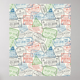Travel Visa Stamp Poster