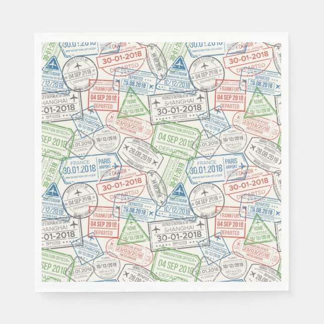Travel Visa Stamps Napkin (Front)