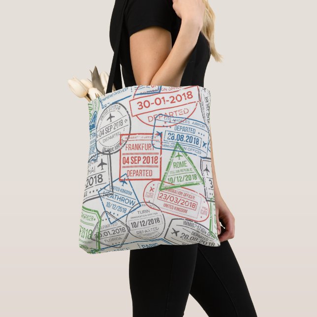 Travel Visa Stamps Tote Bag (Close Up)