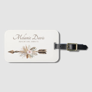 Travel Watercolor Boho Floral  Luggage Tag