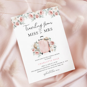 Travel Watercolor Bridal Shower Invitation