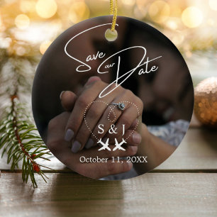 Travel Wedding Aeroplane Heart Save The Date XMAS Ceramic Tree Decoration