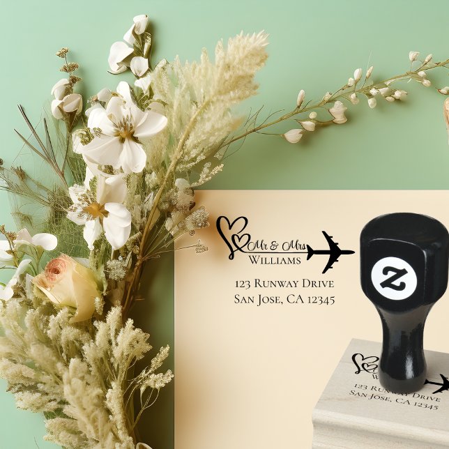 Travel Wedding Aeroplane & Hearts modern Aviation Rubber Stamp (Creator Uploaded)