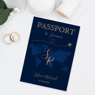 Travel Wedding Destination Passport World Map Invitation