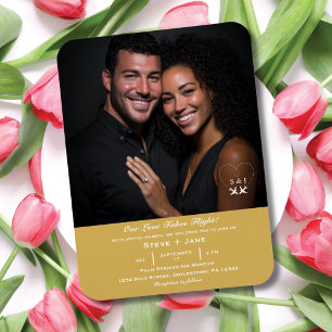 Travel Wedding Gold Elegant Custom Photo Magnet