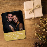 Travel Wedding Gold Elegant Save the Date Photo  Magnet<br><div class="desc">Your love story is one for the ages, and this elegant travel themed save the date magnet is the perfect way to announce your journey together begins. Personalize it with your favorite photo, names, wedding date, and location for a keepsake your guests will proudly display long after your big day....</div>