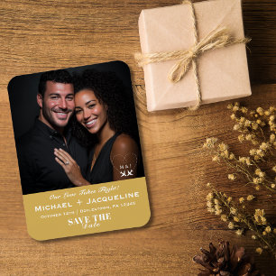 Travel Wedding Gold Elegant Save the Date Photo  Magnet