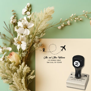 Travel Wedding Two Aeroplanes make Heart Modern  Rubber Stamp