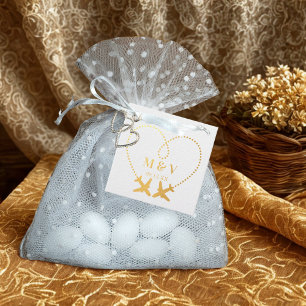 Travel Wedding Two Airplanes make Heart Modern Favour Tags