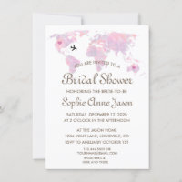 Travel Wedding Watercolor World Map Bridal Shower