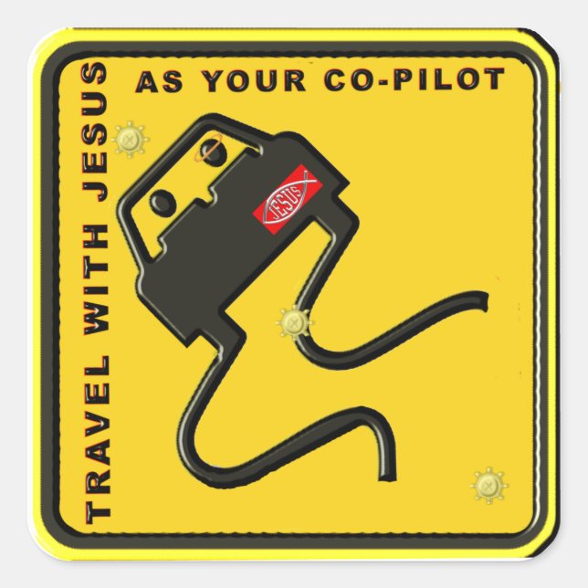 Travel With Jesus As Your Co-pilot Square Sticker (Front)