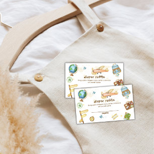 Travel World Airplane Diaper Raffle Baby Shower  Enclosure Card