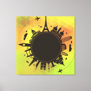 Travel World Landmarks Cool Illustration Canvas Print