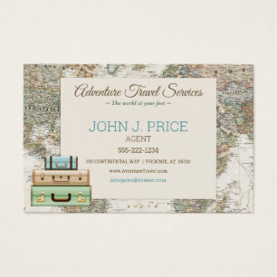 Travel World Map Agent Modern Brown Blue Beige