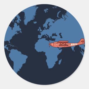 Travel Worldwide Map Vintage Plane Classic Round Sticker