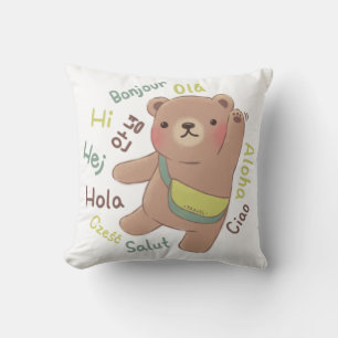 Traveler Bear: Greetings Illustration Cushion