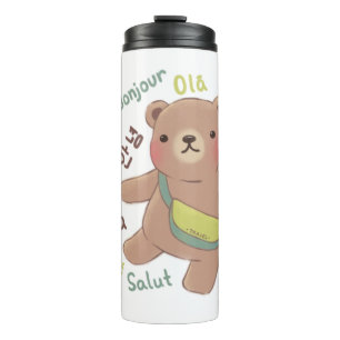 Traveler Bear: Greetings Illustration Thermal Tumbler