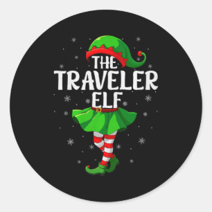 Traveler Elf Christmas Girls Women Elf Squad Xmas  Classic Round Sticker