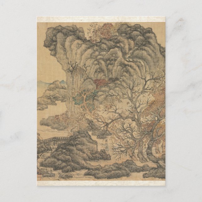 Travelers in an Autumn Landscape by Chen Hongshou  Postcard (Front)