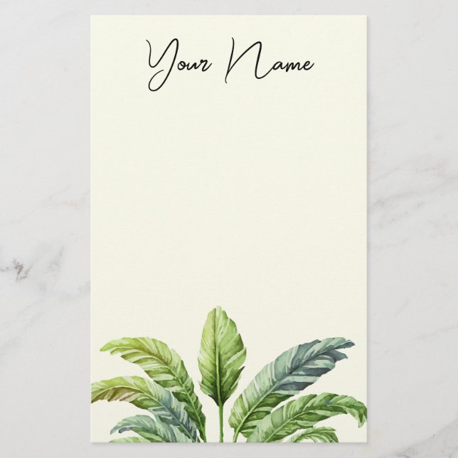 Travelers Palm Tree Tropical Boho Personalizable Stationery (Front)