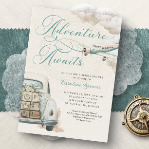 Traveling Adventure Bridal Shower Invitation
