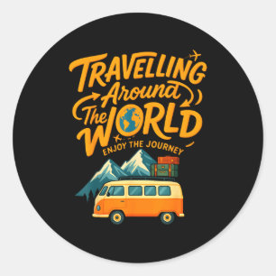 Traveling Around The World Van Life Adventure Desi Classic Round Sticker
