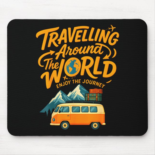 Traveling Around The World Van Life Adventure Desi Mouse Mat (Front)