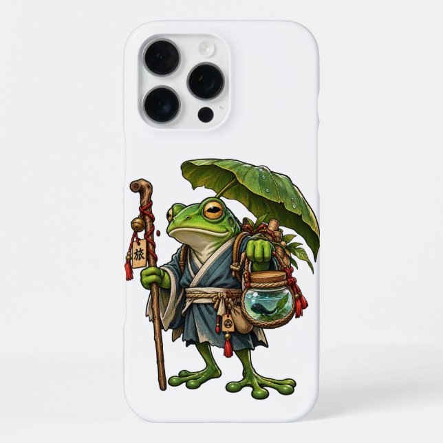 Traveling Frog under a Parasol Leaf iPhone Case (Back)