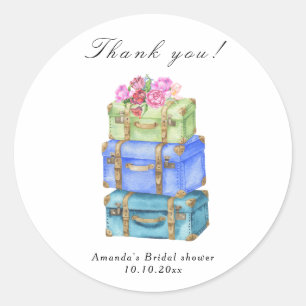 Traveling from Miss to Mrs Bridal Shower Classic Round Sticker