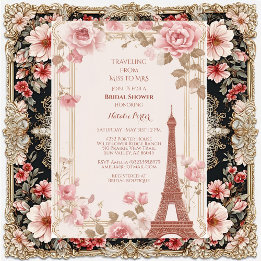 Traveling from Miss to Mrs Bridal Shower Paris  Invitation