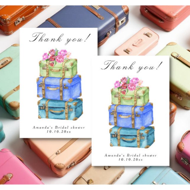 Traveling from Miss to Mrs Bridal Shower Thank You Card (Creator Uploaded)