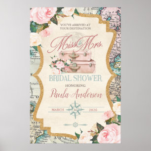 Traveling from MISS TO MRS. Bridal Shower Welcome Poster